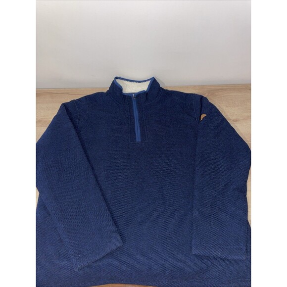 Orvis Other - Orvis Sweater Mens XL Blue Sherpa Lined Waffle Fleece Quarter Zip Pullover Top